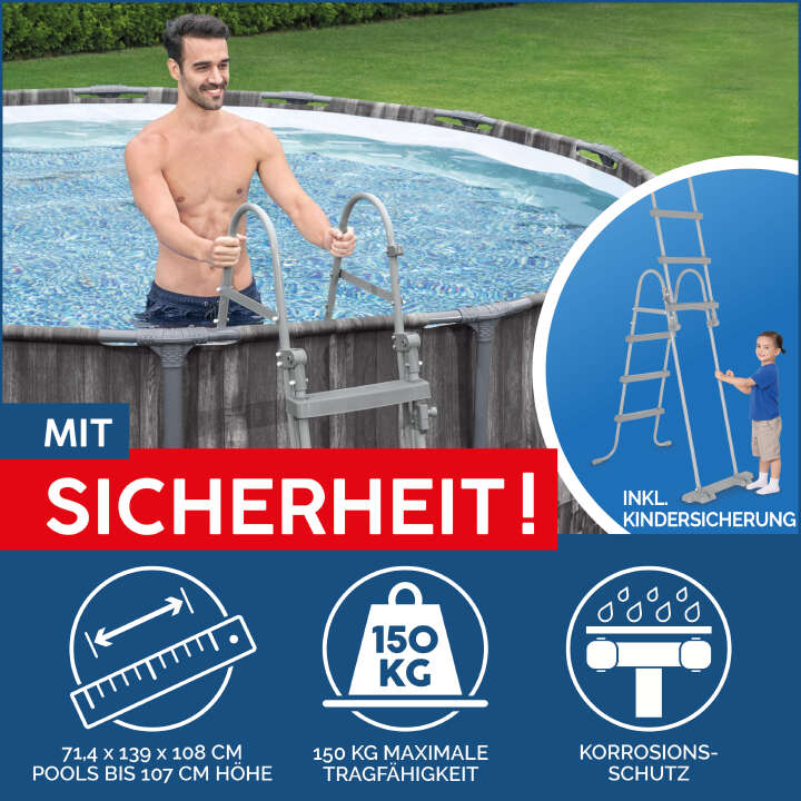 Bestway Steel Pro MAX™ Frame Pool Komplett-Set mit Filterpumpe rund 427 x 107 cm